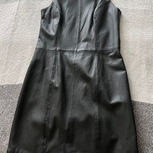 Black leather dress -short